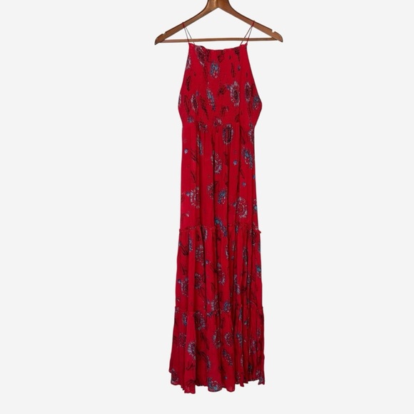 Free People Intimately Red Garden Party Floral Tiered Maxi Dress - Picture 8 of 15